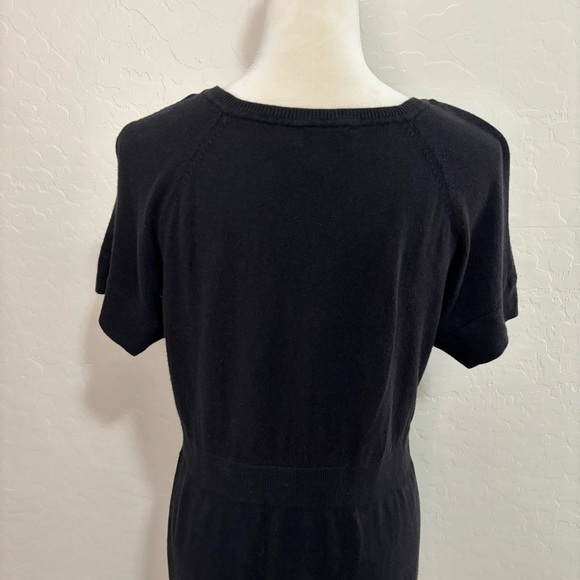 Worthington Black and Leopard Print Knit Short Sleeve Soft Sheath Dress Size L - Picture 8 of 9